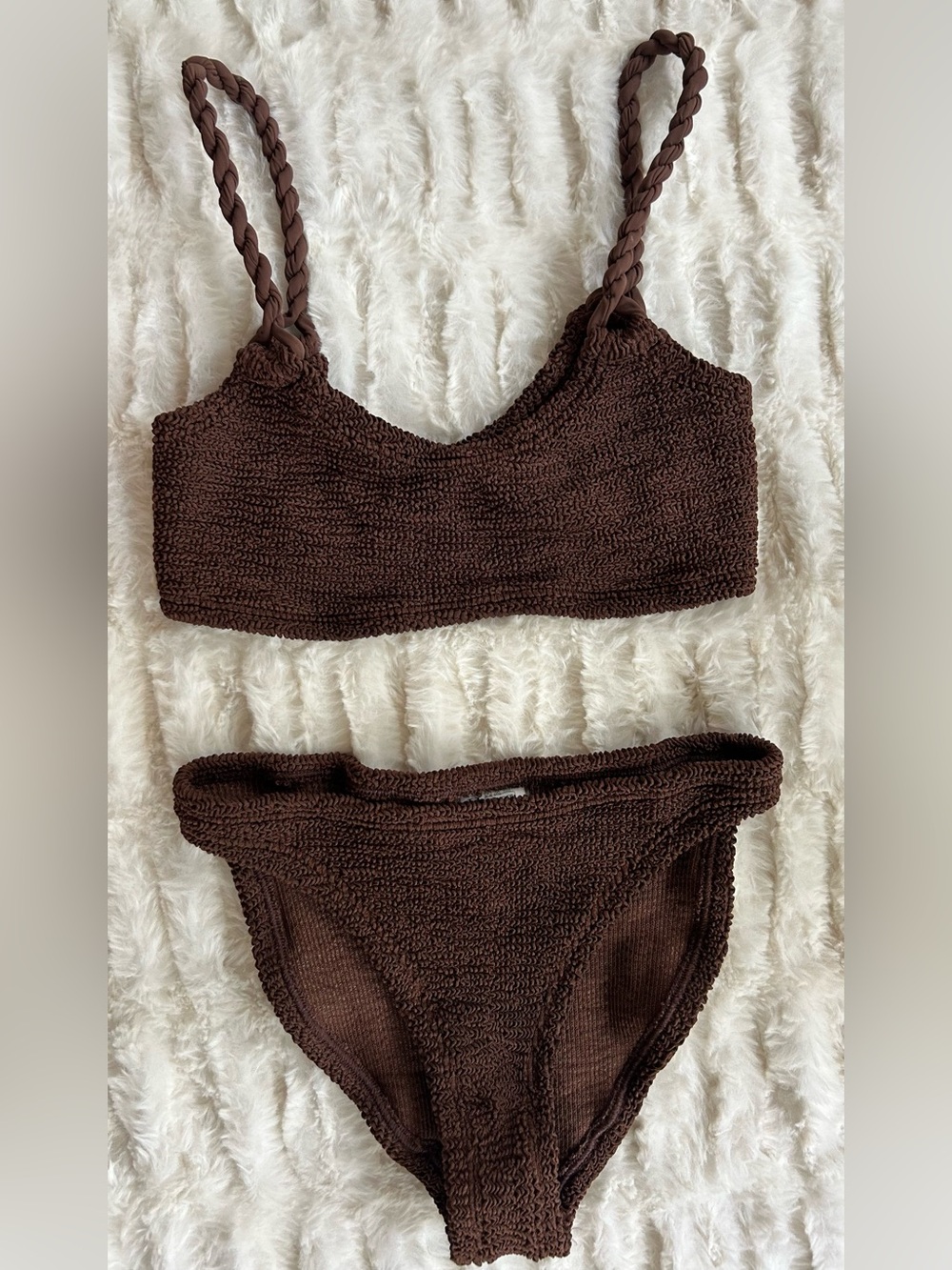 Hunza G Phoebe Bikini in Metallic Chocolate - Picture 3 of 9